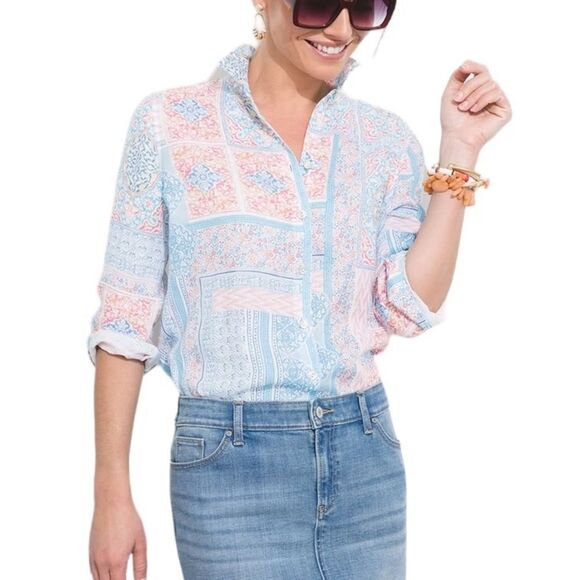 Chico's Multicolor Button Down Shirt - Picture 2 of 16